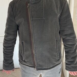 Gray Asymmetrical Zip Jacket
